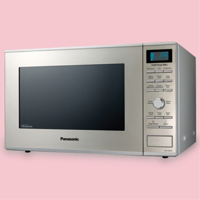 A stainless steel Panasonic microwave